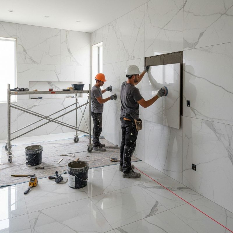 Marble Tile Floor Installation detail